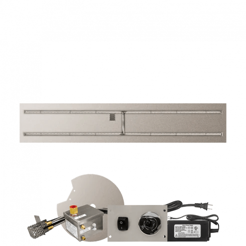 Firegear Linear Stainless Steel Fire Pit H Burner System with Flat Pan and All Weather Electronic Ignition System