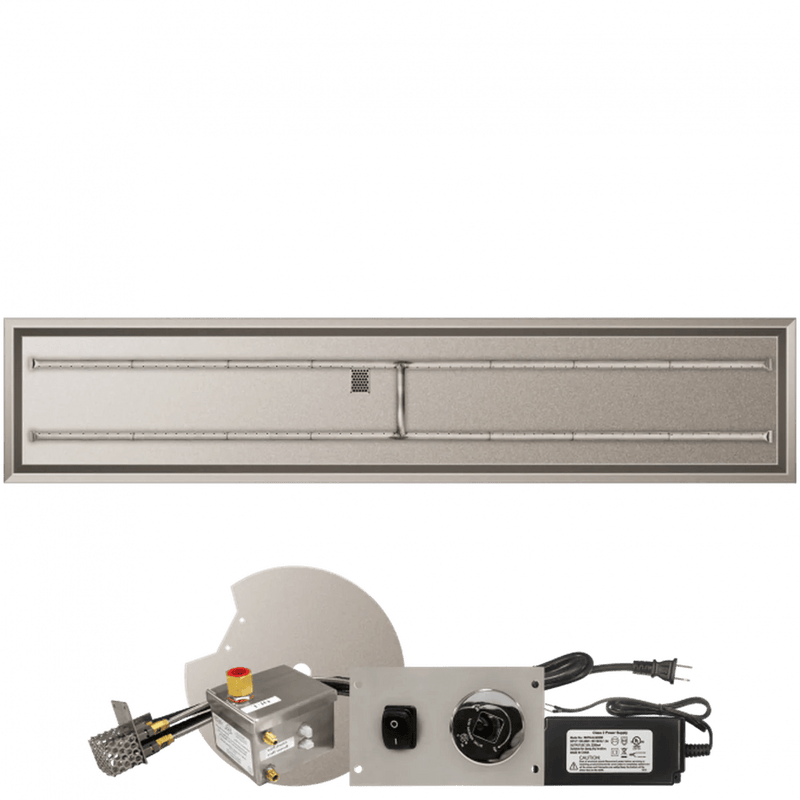 Firegear Stainless Steel Linear Drop-In Pan H Burner Gas Fire Pit Kit with AWS Electronic Ignition System