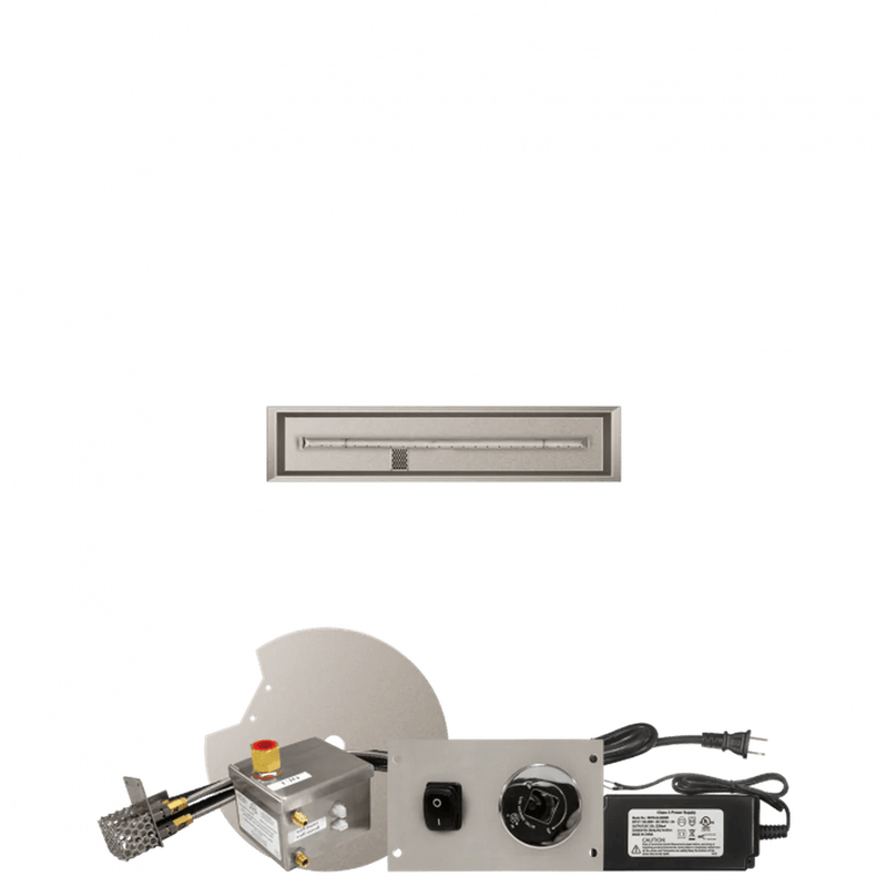 Firegear Stainless Steel Linear Drop-In Pan T Burner Gas Fire Pit Kit with AWS Electronic Ignition System