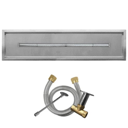 Firegear Stainless Steel Linear Drop-In Pan T Burner Fire Pit Kit with Match Throw Ignition System