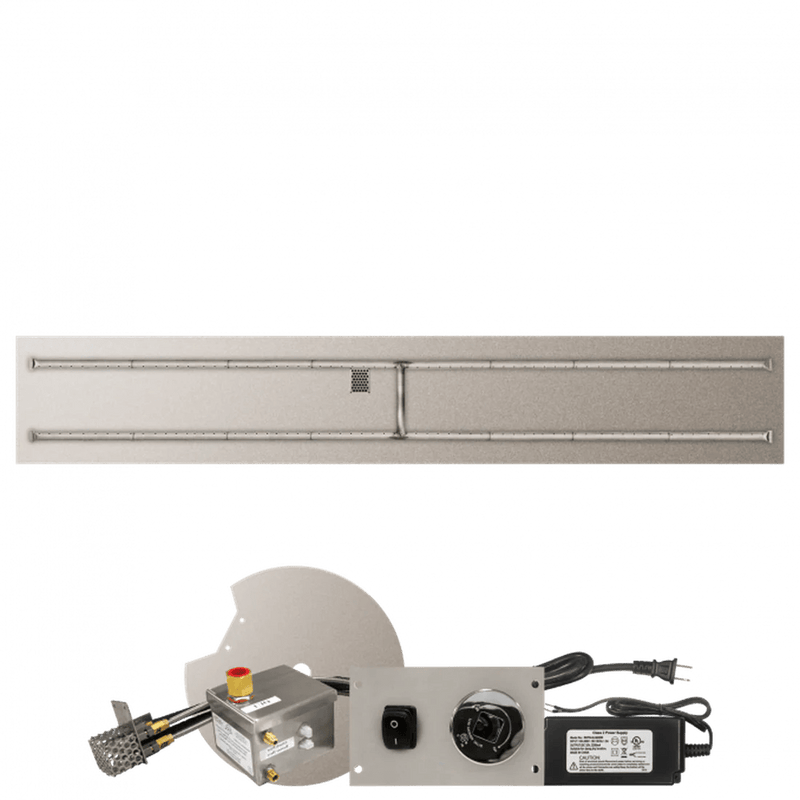 Firegear Stainless Steel Linear Flat Pan H Burner Gas Fire Pit Kit with AWS Electronic Ignition System