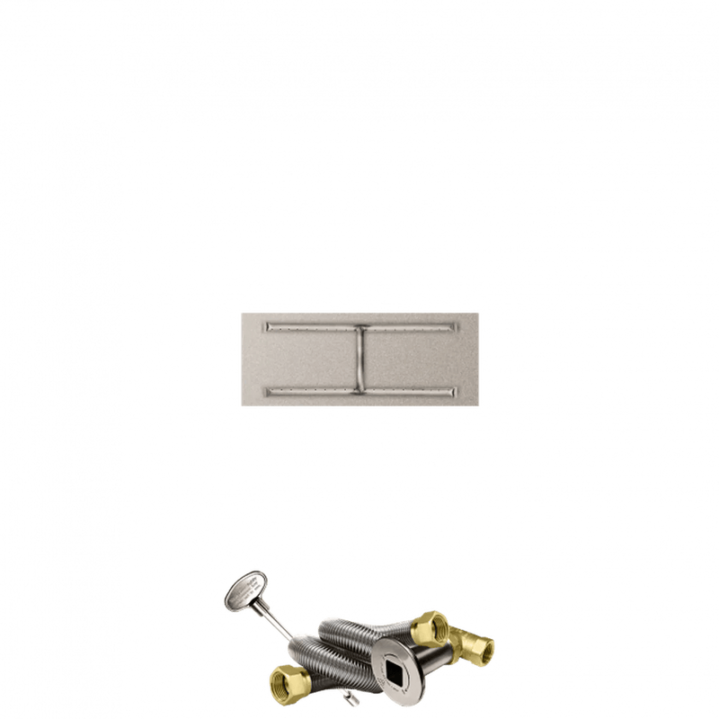 Firegear Stainless Steel Linear Flat Pan H Burner Fire Pit Kit with Match Throw Ignition System