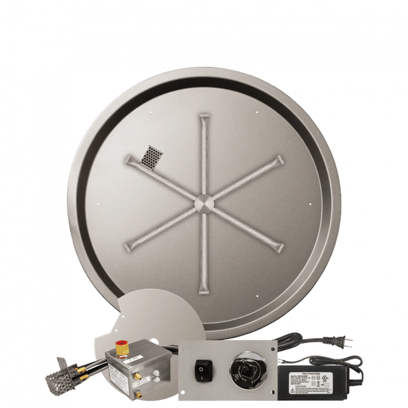 Firegear Stainless Steel Round Drop-In Pan Gas Fire Pit Burner Kit with AWS Electronic Ignition System