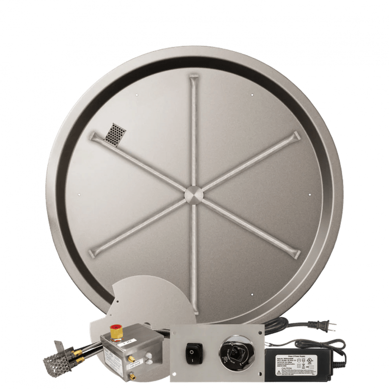 Firegear Stainless Steel Round Drop-In Pan Gas Fire Pit Burner Kit with AWS Electronic Ignition System