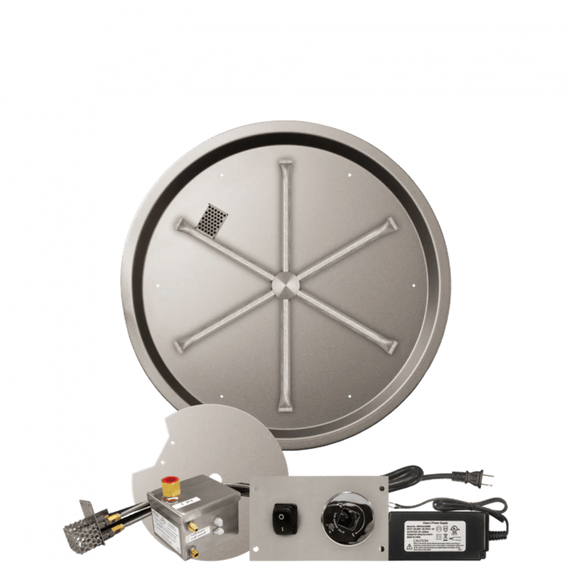 Firegear Stainless Steel Round Drop-In Pan Gas Fire Pit Burner Kit with AWS Electronic Ignition System