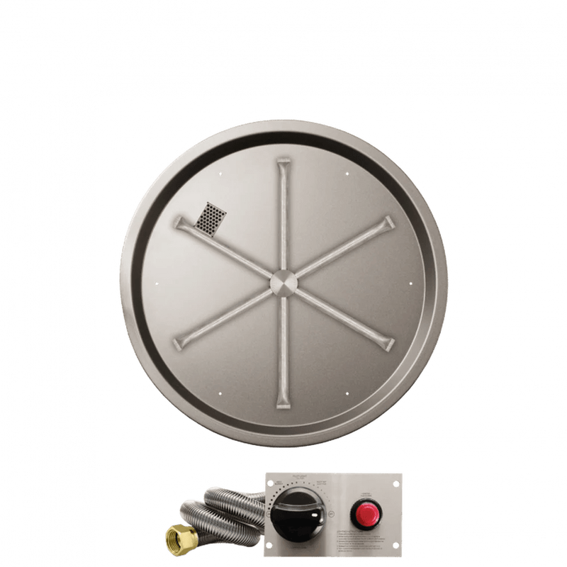 Firegear TPSI Stainless Steel Round Pan Gas Fire Pit with Battery Powered Spark Igniter