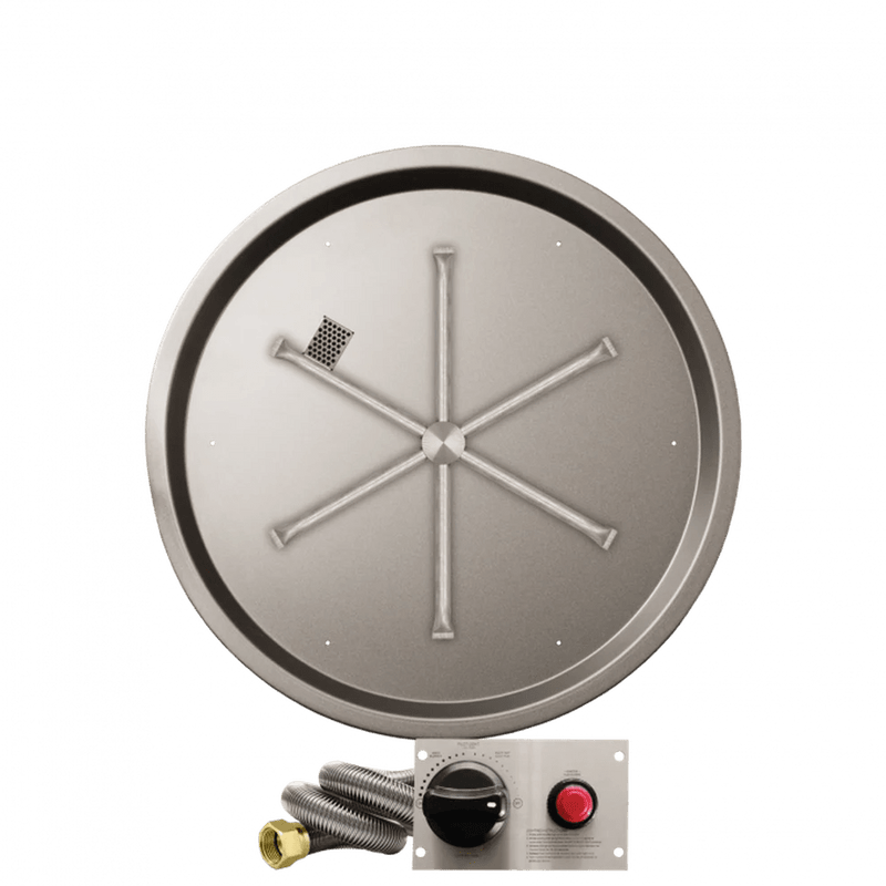 Firegear TPSI Stainless Steel Round Pan Gas Fire Pit with Battery Powered Spark Igniter