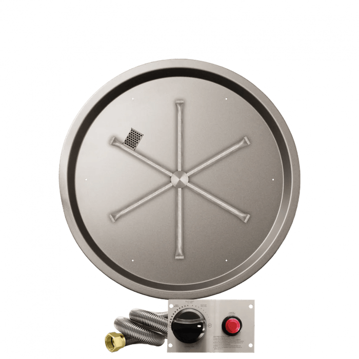 Firegear TPSI Stainless Steel Round Pan Gas Fire Pit with Battery Powered Spark Igniter