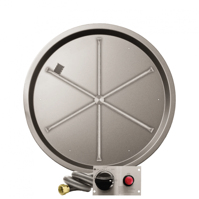 Firegear TPSI Stainless Steel Round Pan Gas Fire Pit with Battery Powered Spark Igniter