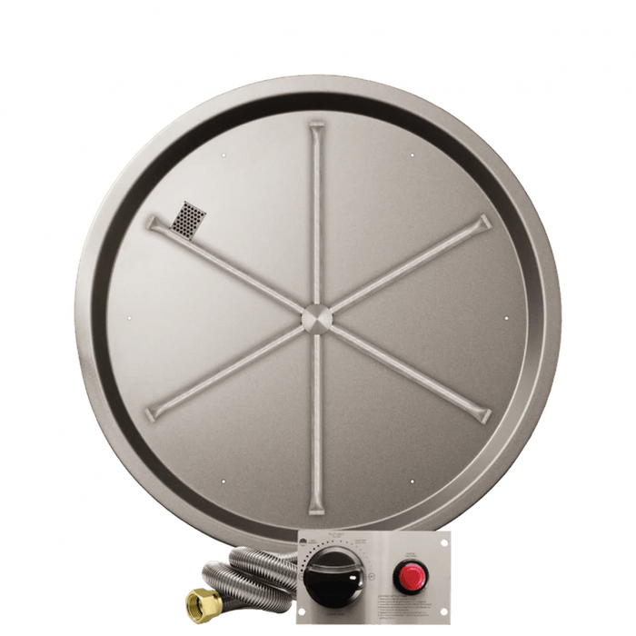 Firegear TPSI Stainless Steel Round Pan Gas Fire Pit with Battery Powered Spark Igniter