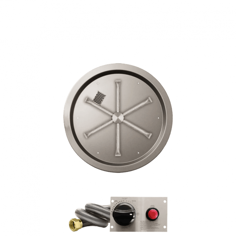 Firegear TPSI Stainless Steel Round Pan Gas Fire Pit with Battery Powered Spark Igniter