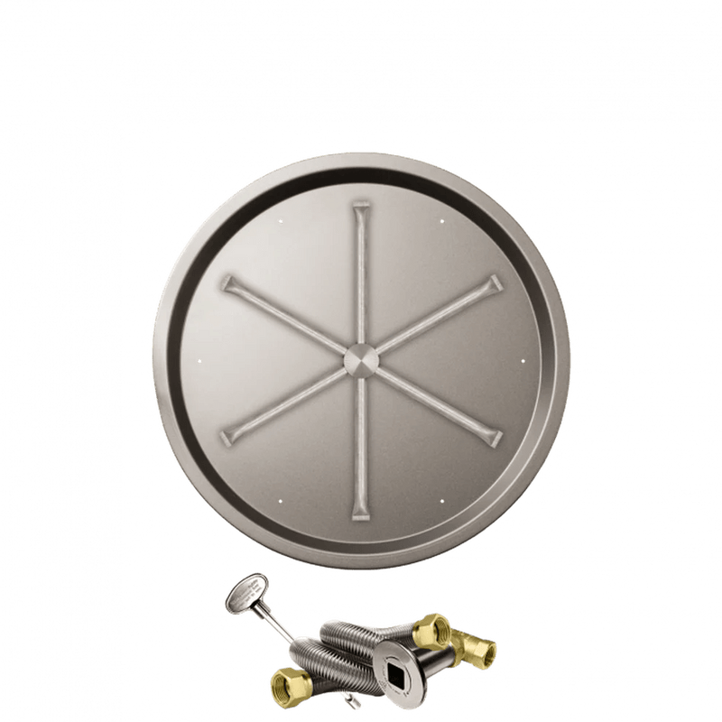 Firegear Stainless Steel Round Drop-In Pan Gas Fire Pit Burner Kit with Match Throw Ignition System