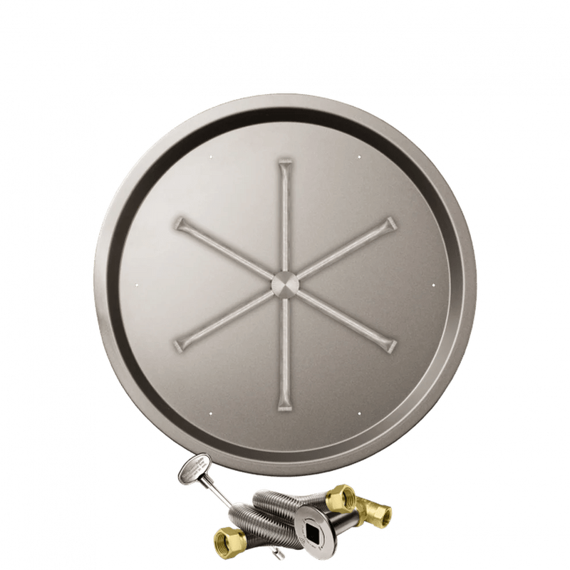 Firegear Stainless Steel Round Drop-In Pan Gas Fire Pit Burner Kit with Match Throw Ignition System