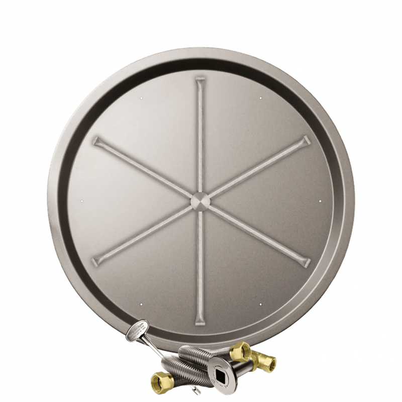 Firegear Stainless Steel Round Drop-In Pan Gas Fire Pit Burner Kit with Match Throw Ignition System