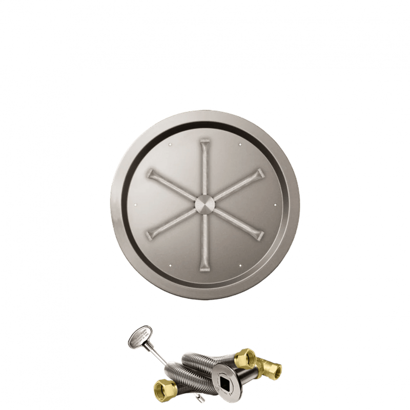 Firegear Stainless Steel Round Drop-In Pan Gas Fire Pit Burner Kit with Match Throw Ignition System