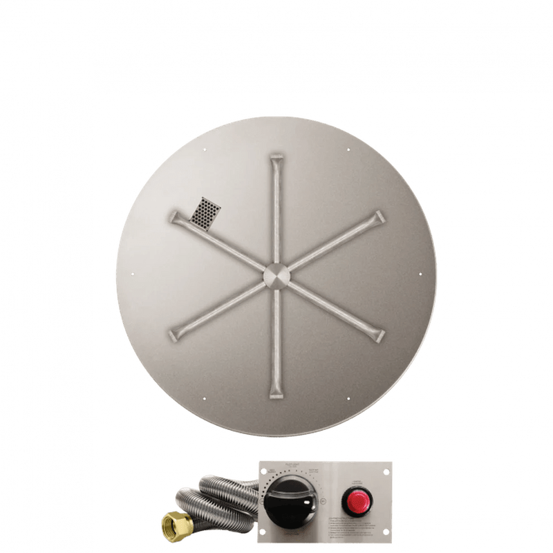Firegear Stainless Steel Round Flat Pan Gas Fire Pit Burner Kit with TPSI Ignition System