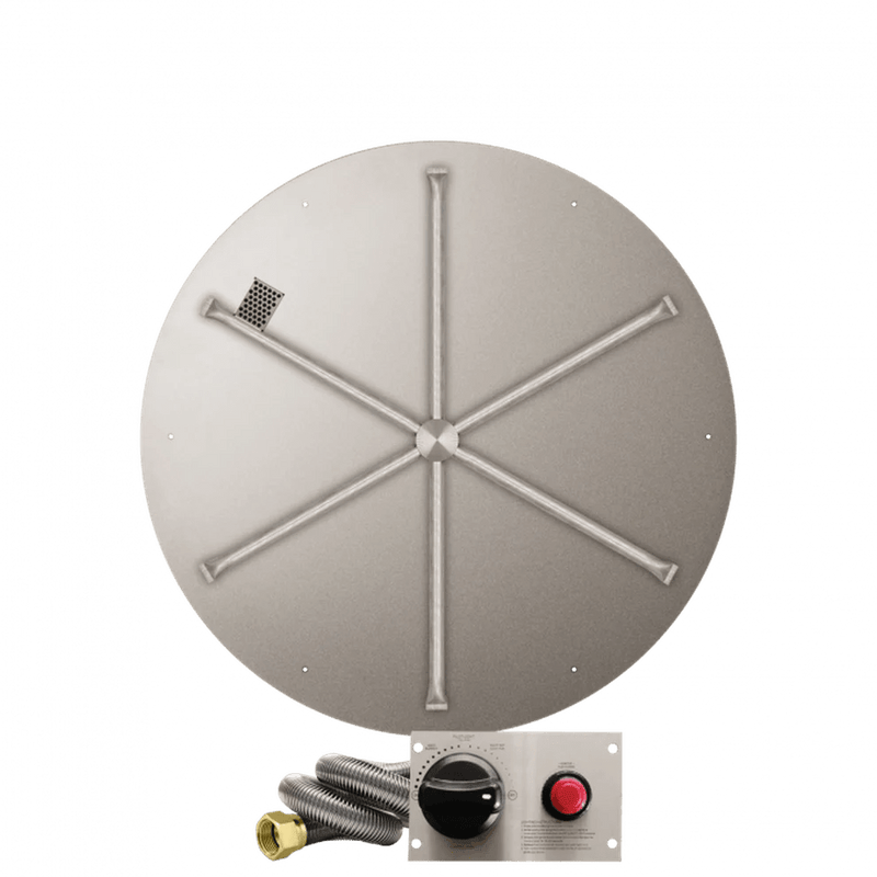 Firegear Stainless Steel Round Flat Pan Gas Fire Pit Burner Kit with TPSI Ignition System
