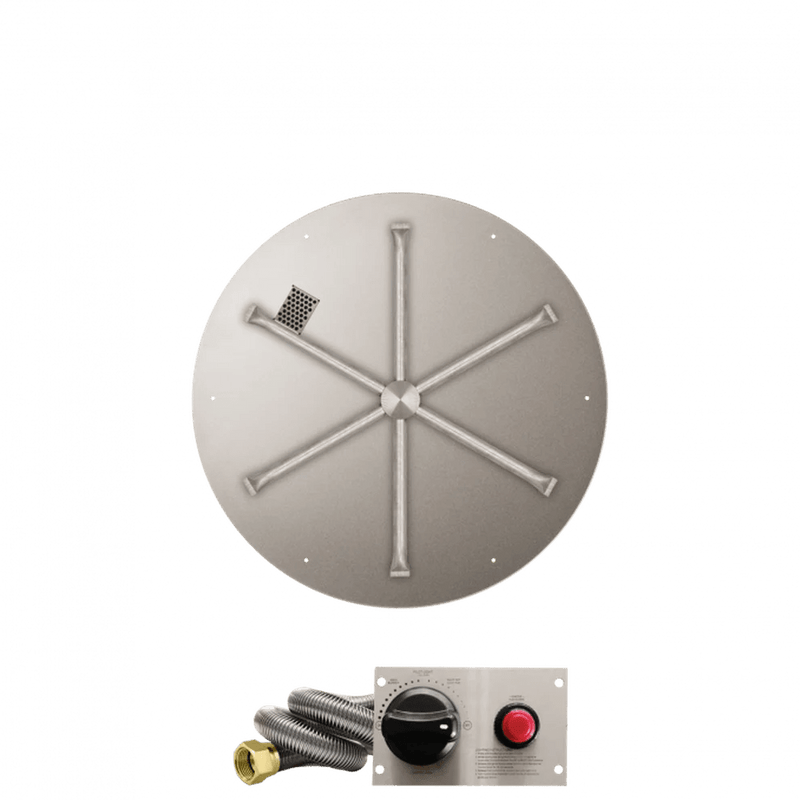 Firegear Stainless Steel Round Flat Pan Gas Fire Pit Burner Kit with TPSI Ignition System