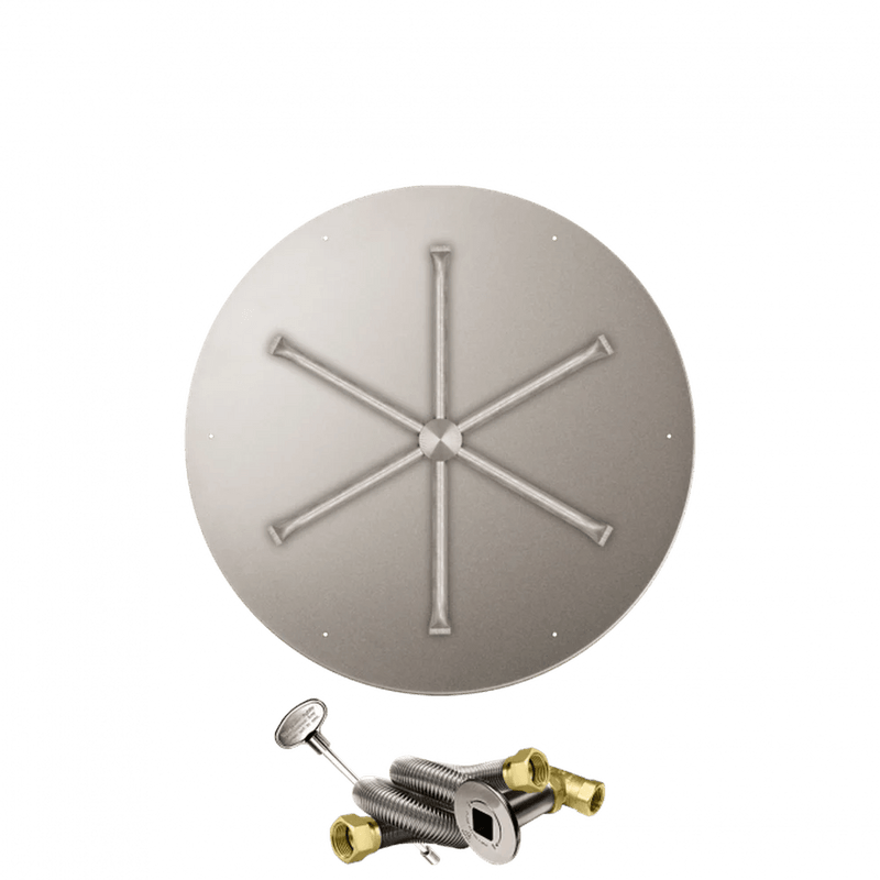 Firegear Stainless Steel Round Flat Pan Natural Gas Fire Pit Burner Kit with Match Throw Ignition System