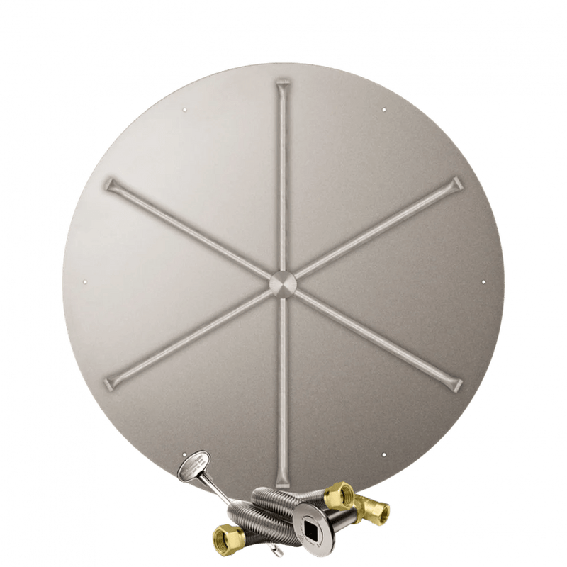 Firegear Stainless Steel Round Flat Pan Natural Gas Fire Pit Burner Kit with Match Throw Ignition System