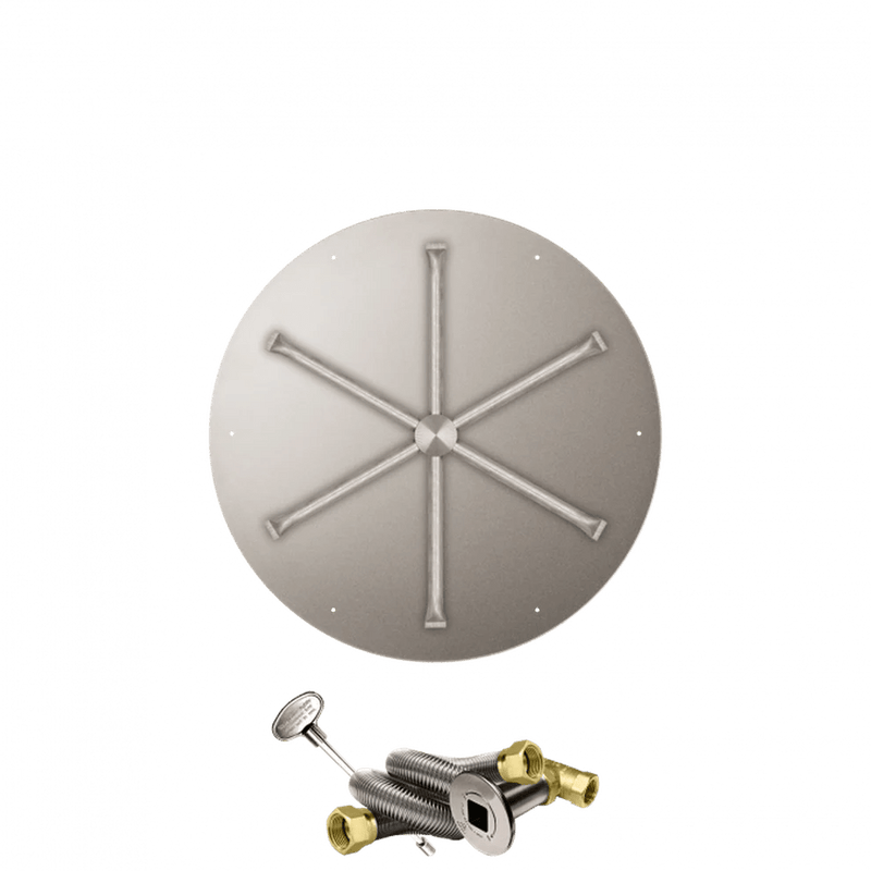 Firegear Stainless Steel Round Flat Pan Natural Gas Fire Pit Burner Kit with Match Throw Ignition System