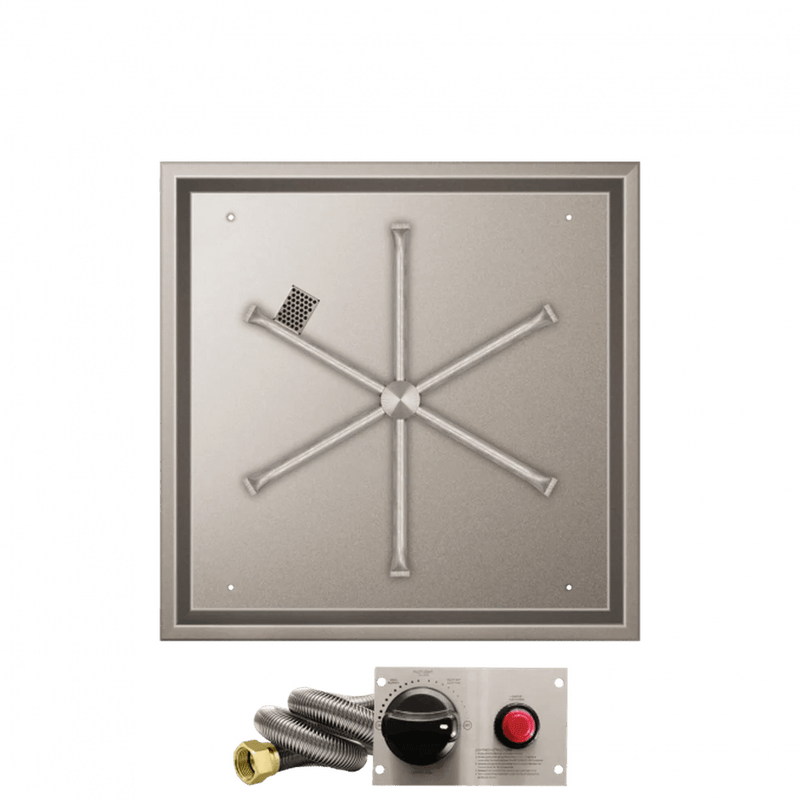 Firegear Stainless Steel Square Drop-In Pan Gas Fire Pit Burner Kit with TPSI Ignition System