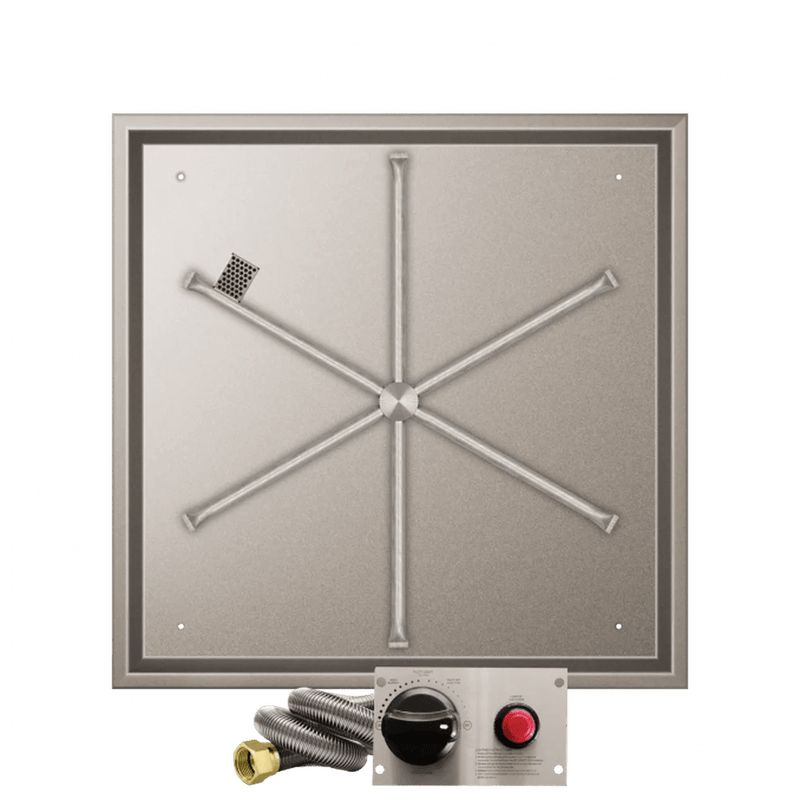Firegear Stainless Steel Square Drop-In Pan Gas Fire Pit Burner Kit with TPSI Ignition System