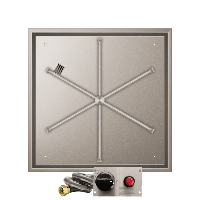 Firegear Stainless Steel Square Drop-In Pan Gas Fire Pit Burner Kit with TPSI Ignition System