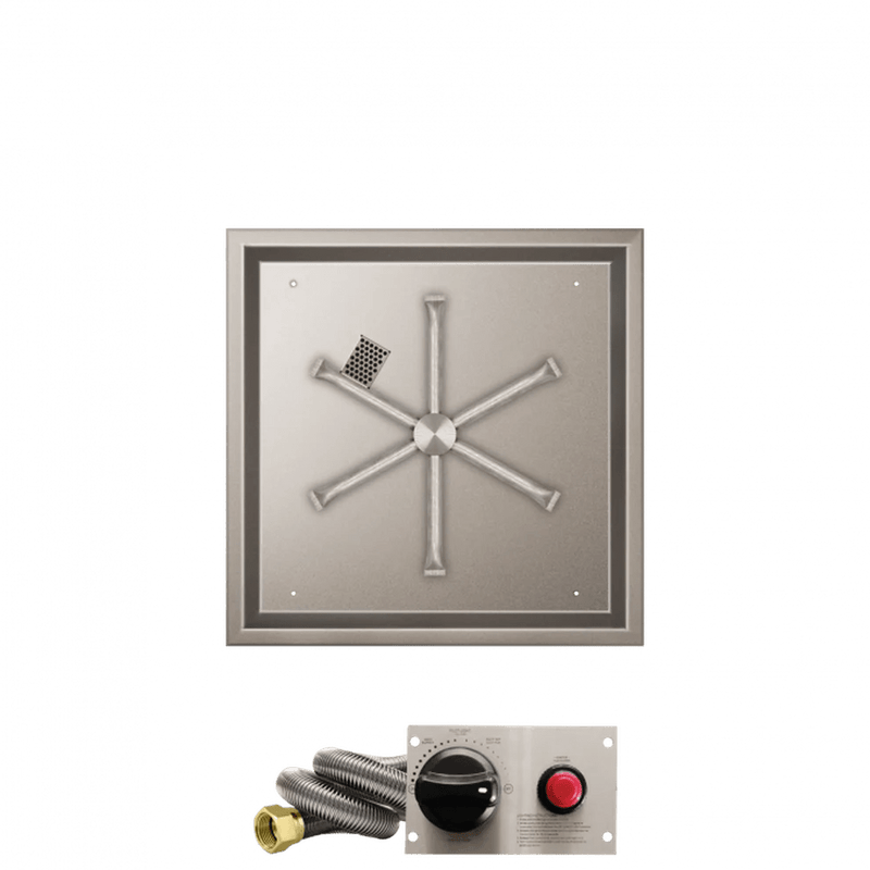 Firegear Stainless Steel Square Drop-In Pan Gas Fire Pit Burner Kit with TPSI Ignition System