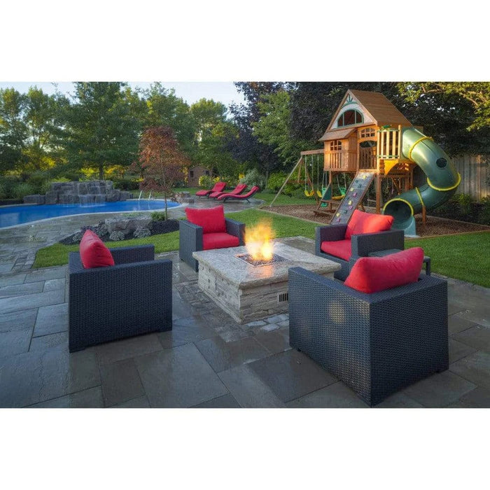 Firegear Stainless Steel Square Drop-In Pan Natural Gas Fire Pit Burner Kit with Match Throw Ignition System