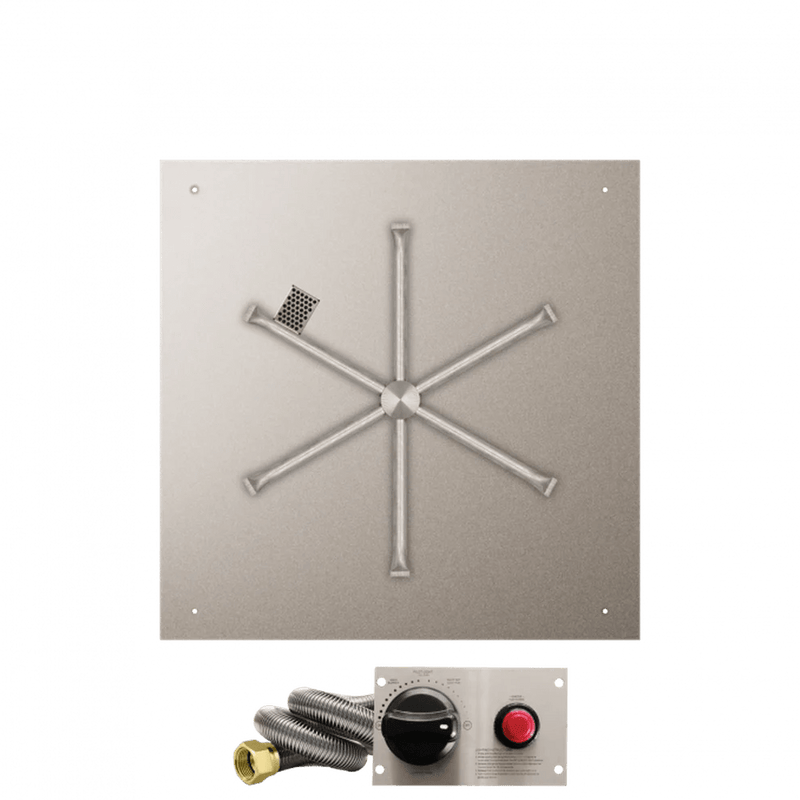 Firegear Stainless Steel Square Flat Pan Gas Fire Pit Burner Kit with TPSI Ignition System