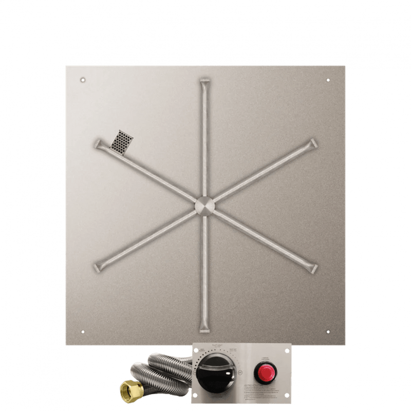 Firegear Stainless Steel Square Flat Pan Gas Fire Pit Burner Kit with TPSI Ignition System