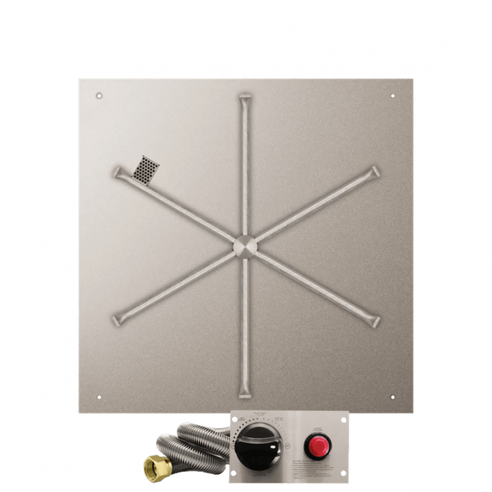 Firegear Stainless Steel Square Flat Pan Gas Fire Pit Burner Kit with TPSI Ignition System