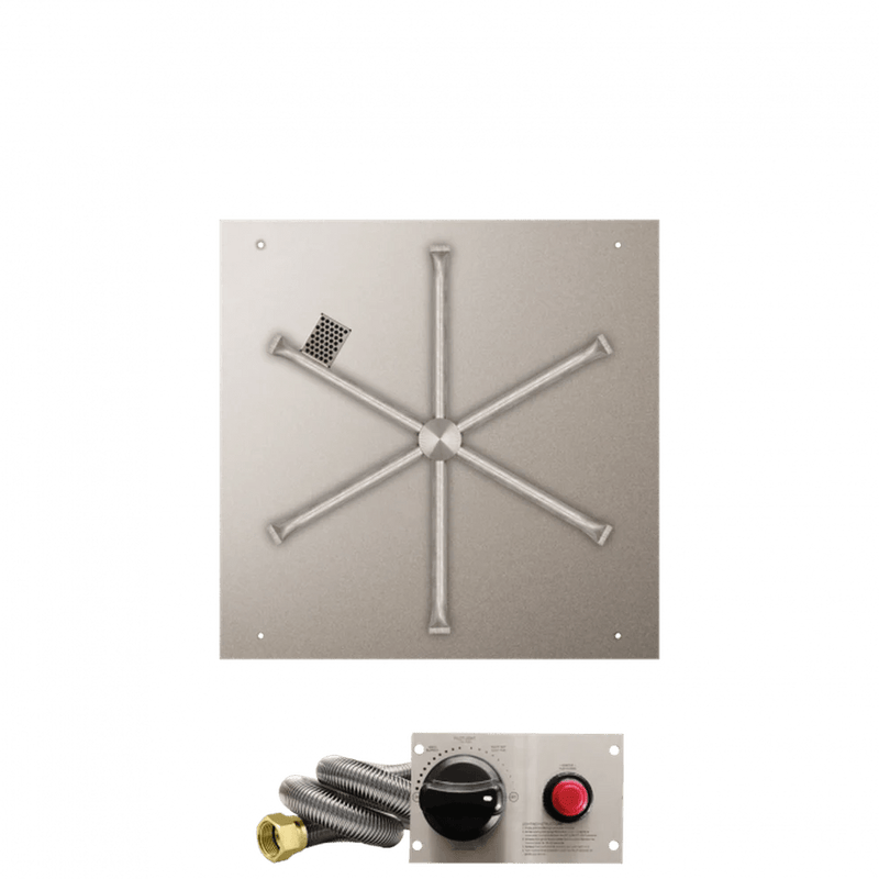 Firegear Stainless Steel Square Flat Pan Gas Fire Pit Burner Kit with TPSI Ignition System