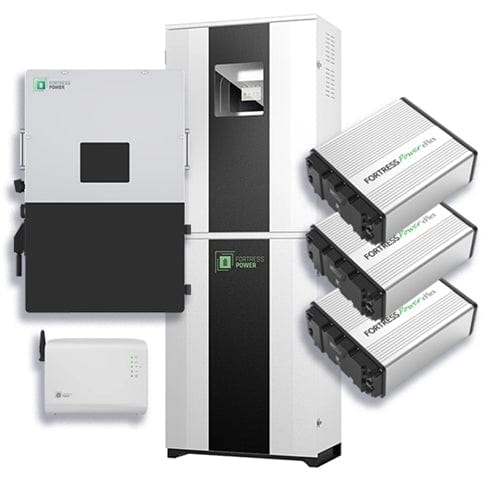 Fortress Power Hybrid Power Kit | 10kW 120/240 Output 48VDC - 16.2kWh System Bundle | Envy10 Hybrid Inverter + 3 x eFlex Max Lithium Battery | Guardian Battery Monitor | FlexTower