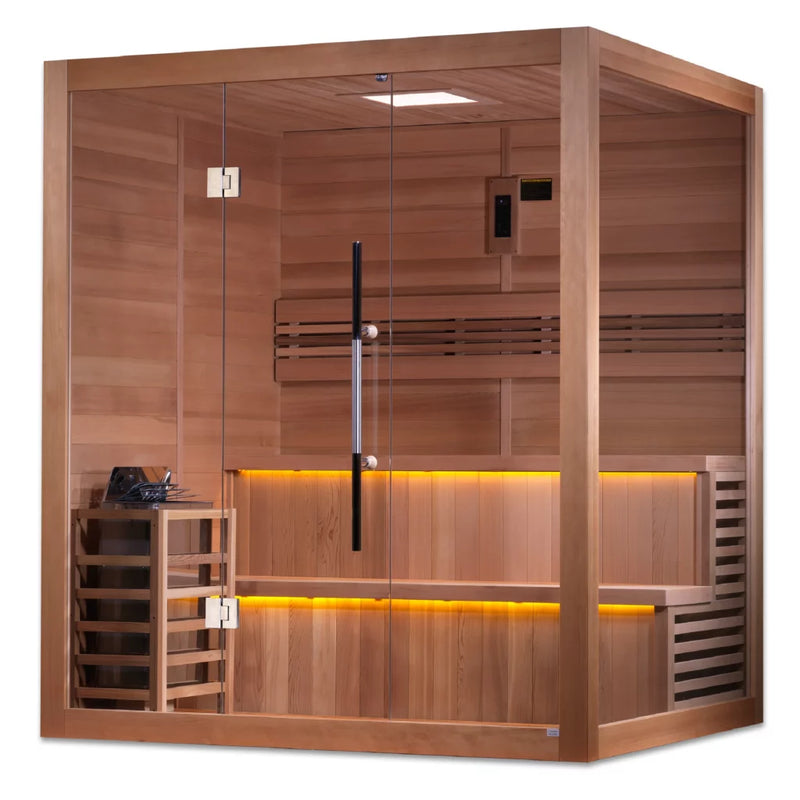 Golden Designs Kuusamo Traditional Sauna – Canadian Red Cedar Interior | GDI-7206-01 / Kuusamo | 6 Person