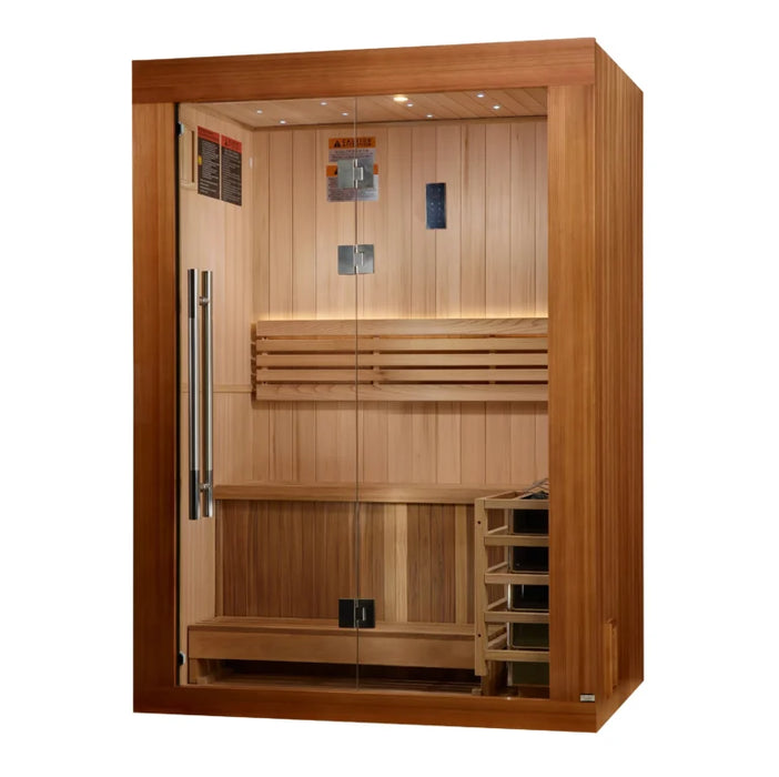 Golden Designs Sundsvall Traditional Sauna – Canadian Red Cedar Interior and Pacific Premium Clear Cedar Exterior | GDI-7289-02 / Sundsvall | 2 Person