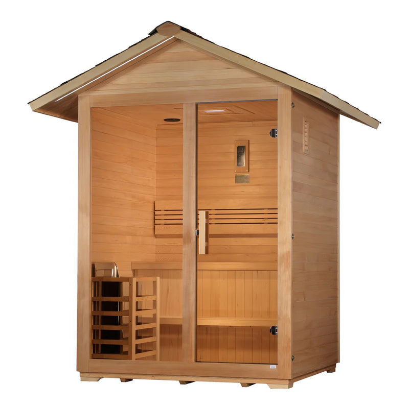 Golden Designs Arlberg Traditional Outdoor Steam Sauna – Canadian Hemlock | GDI-8103-01 / Arlberg | 3 Person