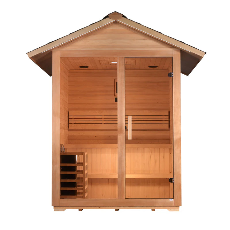 Golden Designs Arlberg Traditional Outdoor Steam Sauna – Canadian Hemlock | GDI-8103-01 / Arlberg | 3 Person