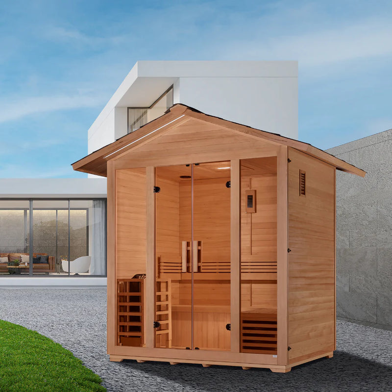 Golden Designs Vorarlberg Traditional Outdoor Steam Sauna – Canadian Hemlock | GDI-8105-01 / Vorarlberg | 5 Person