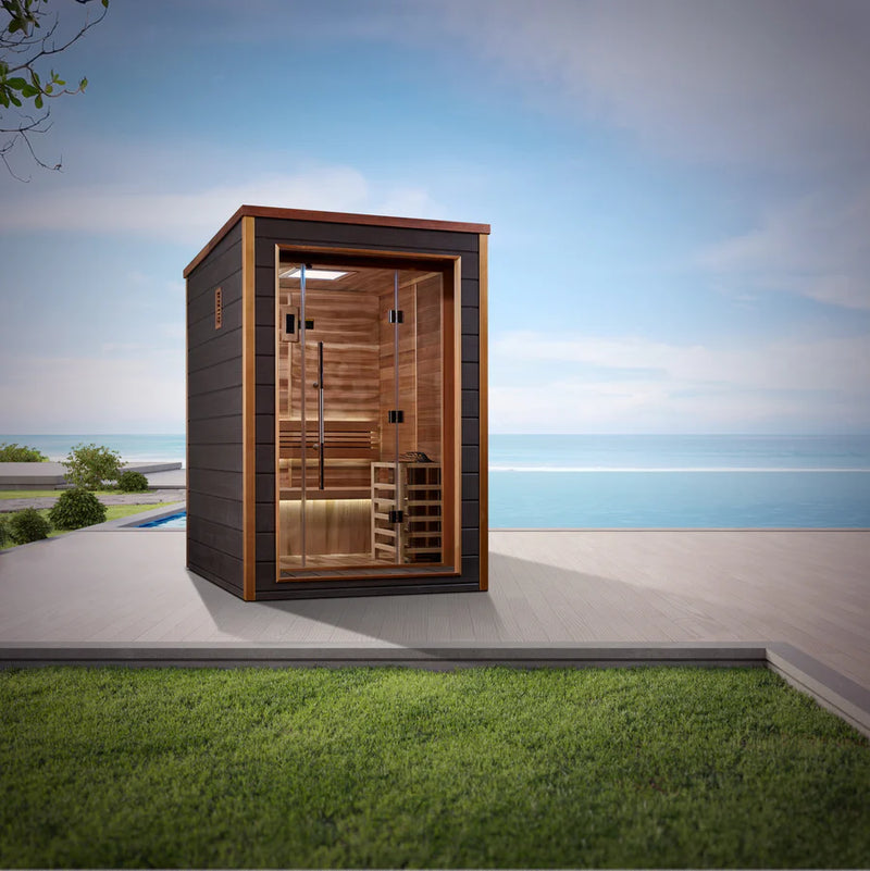 Golden Designs Narvik Outdoor-Indoor Traditional Sauna – Canadian Red Cedar Interior | GDI-8202-01 / Narvik | 2 Person