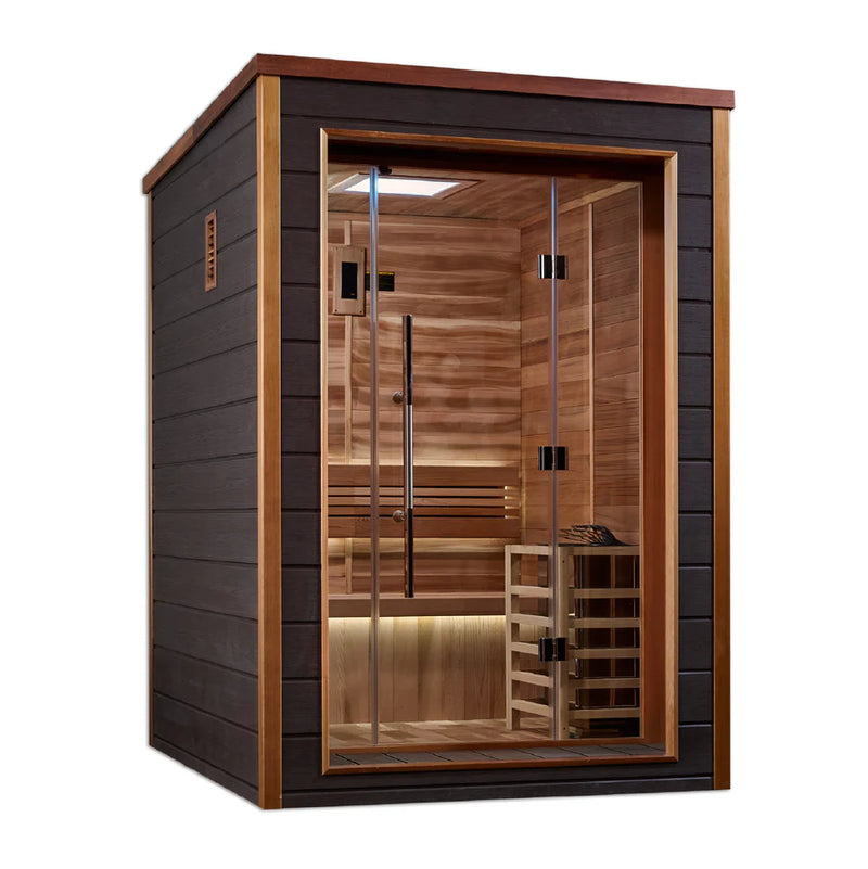 Golden Designs Narvik Outdoor-Indoor Traditional Sauna – Canadian Red Cedar Interior | GDI-8202-01 / Narvik | 2 Person