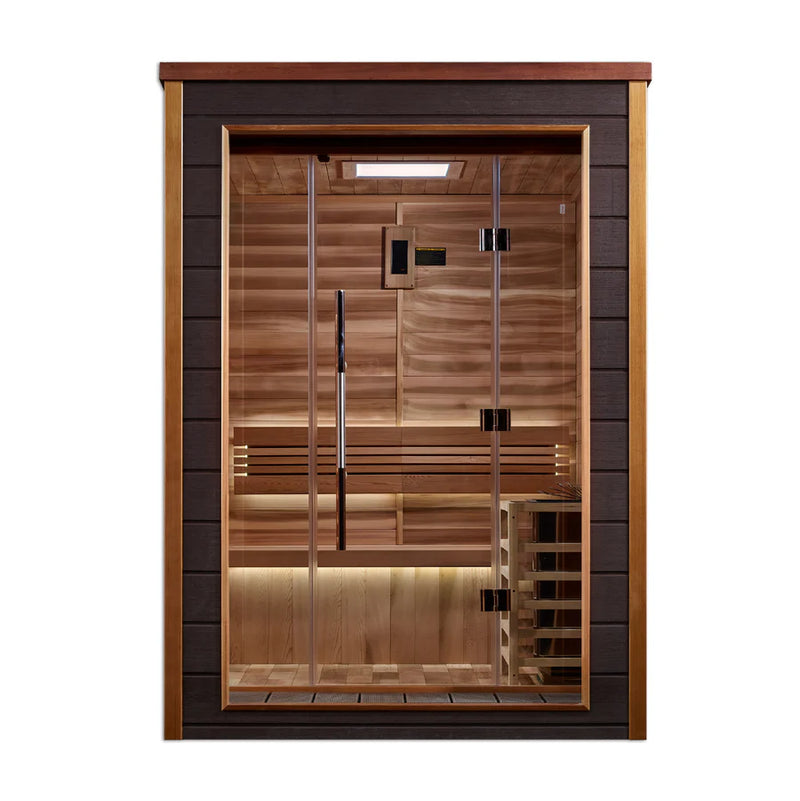 Golden Designs Narvik Outdoor-Indoor Traditional Sauna – Canadian Red Cedar Interior | GDI-8202-01 / Narvik | 2 Person