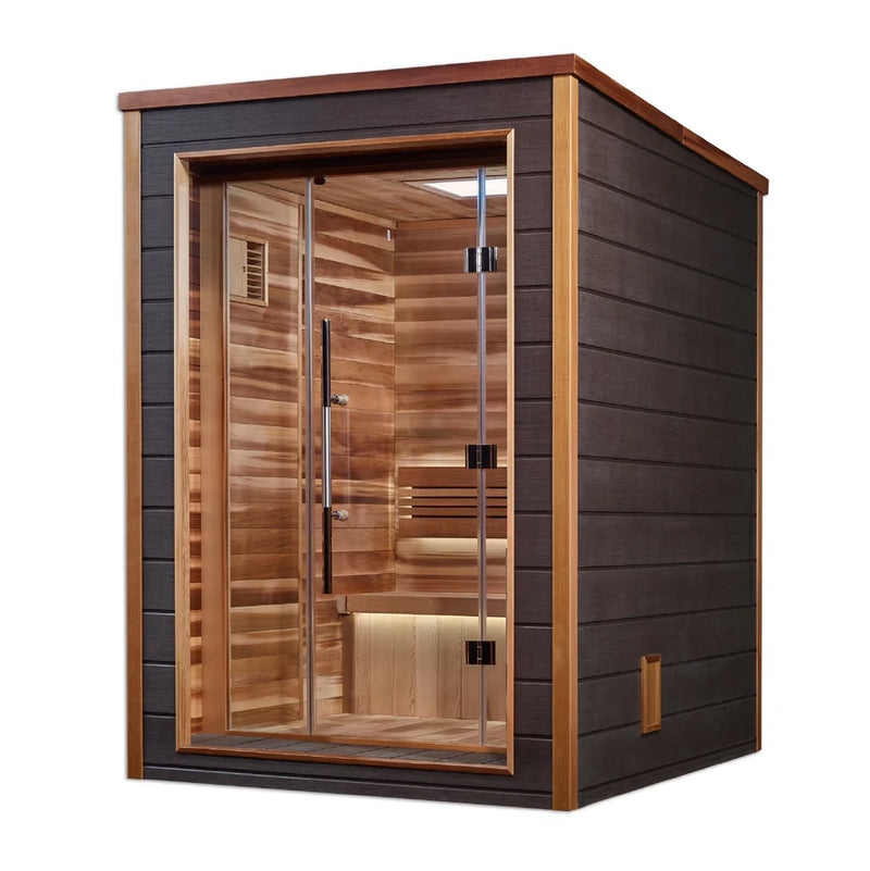 Golden Designs Narvik Outdoor-Indoor Traditional Sauna – Canadian Red Cedar Interior | GDI-8202-01 / Narvik | 2 Person