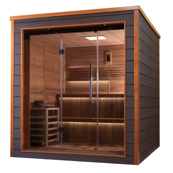 Golden Designs Bergen Outdoor-Indoor Traditional Sauna – Canadian Red Cedar Interior | GDI-8206-01 / Bergen | 6 Person