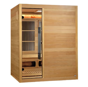 Golden Designs Soria Hybrid Sauna (Indoor) Full Spectrum and Harvia Traditional Stove | GDI-8330-01 | 3 Persons