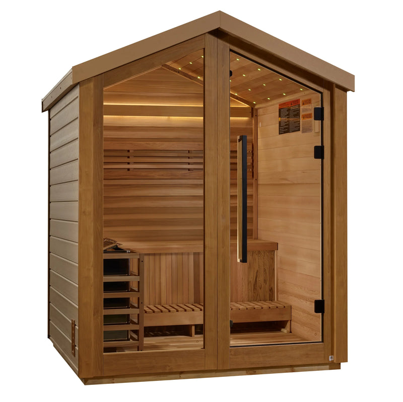 Golden Designs Savonlinna Outdoor Traditional Sauna – Canadian Red Cedar Interior | GDI-8503-01 / Savonlinna | 3 Person