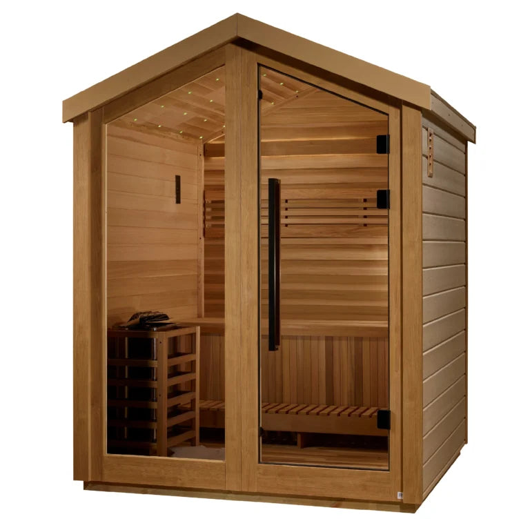 Golden Designs Savonlinna Outdoor Traditional Sauna – Canadian Red Cedar Interior | GDI-8503-01 / Savonlinna | 3 Person