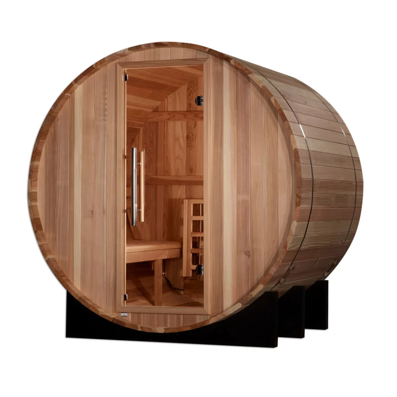Golden Designs Barrel Traditional Sauna – Pacific Cedar | GDI-B002-01 / St. Moritz | 2 Person