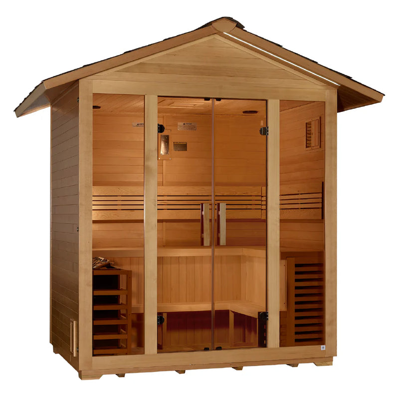 Golden Designs Vorarlberg Traditional Outdoor Steam Sauna – Canadian Hemlock | GDI-8105-01 / Vorarlberg | 5 Person